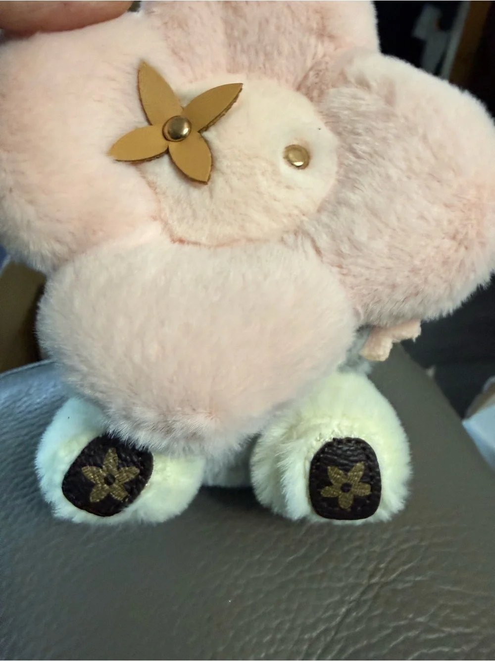 Plush Flower Bag charm- Soft Pink
